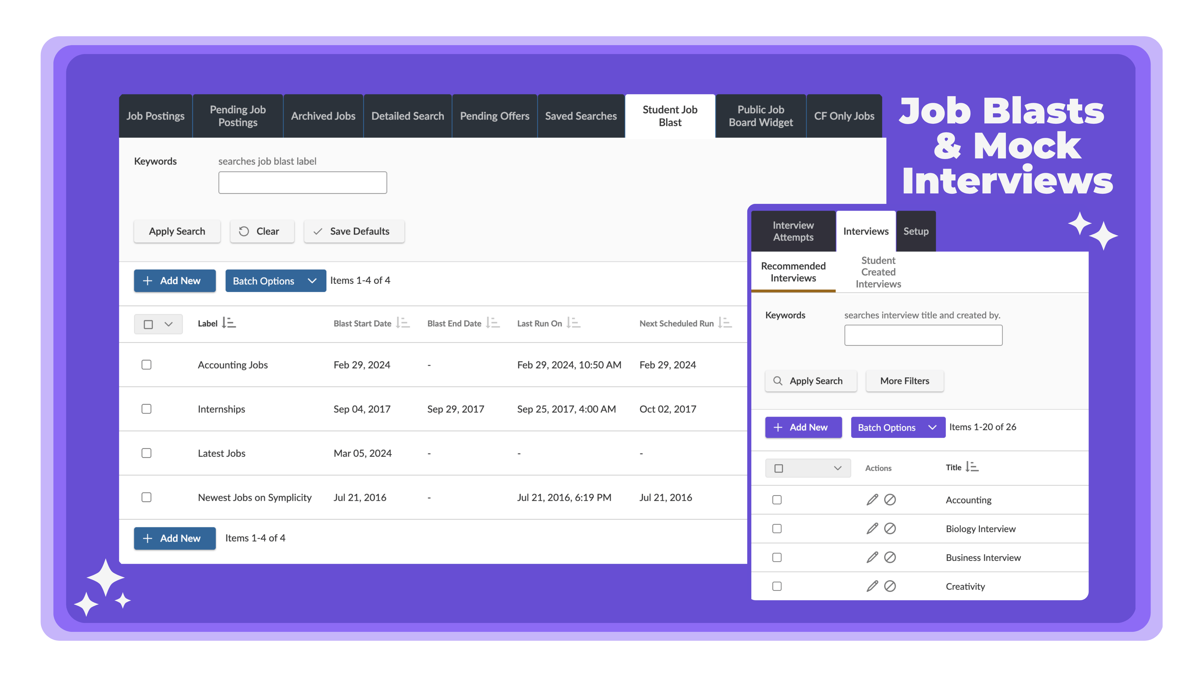Job Blasts and Mock Interviews