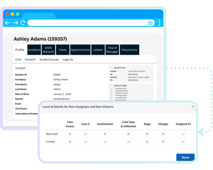 view of the student profile